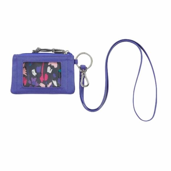 Vera Bradley Wisteria Zip ID and Lanyard Purple - Picture 2 of 6